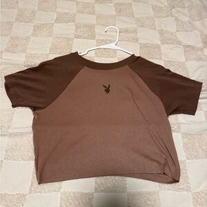 Brown Playboy Crop Top